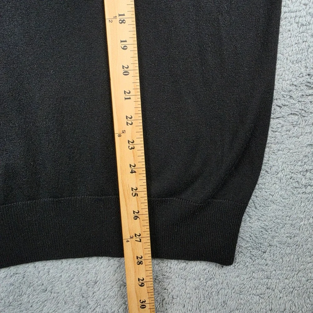 Banana Republic Cashmere Blend Sweater Mens L Black Silk V-Neck Fine Knit Solid